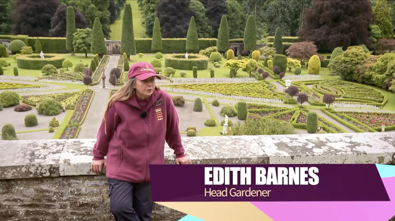 Screen capture from STV News showing Head Gardener Edith Barnes